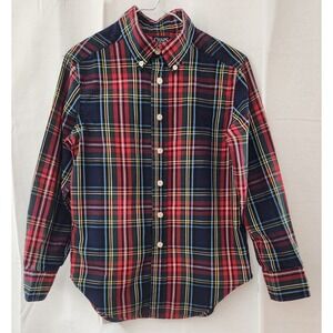 CHAPS Boys Long Sleeve‎ Plaid Cotton Button Down Shirt size S (8)